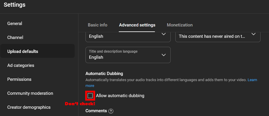 How to turn off the YouTube Auto-Dubbing Feature.